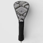 Modern strak Abstract Monochroom Geometrisch Patro Golfheadcover (Voorkant)