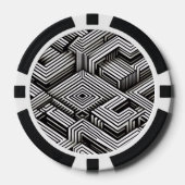 Modern strak Abstract Monochroom Geometrisch Patro Poker Chips (Voorkant)