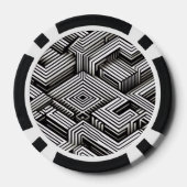 Modern strak Abstract Monochroom Geometrisch Patro Poker Chips (Achterkant)