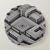 Modern strak Abstract Monochroom Geometrisch Patro Rond Kussen (Achterkant)