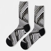 Modern strak Abstract Monochroom Geometrisch Patro Sokken (Links)