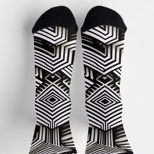 Modern strak Abstract Monochroom Geometrisch Patro Sokken (Top)
