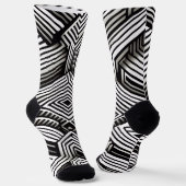 Modern strak Abstract Monochroom Geometrisch Patro Sokken (Gebogen)