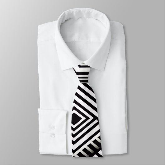 Modern strak Abstract Monochroom Geometrisch Patro Stropdas (Gebonden)