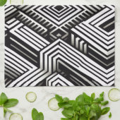 Modern strak Abstract Monochroom Geometrisch Patro Theedoek (Gevouwen)