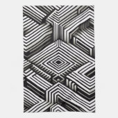 Modern strak Abstract Monochroom Geometrisch Patro Theedoek (Verticaal)