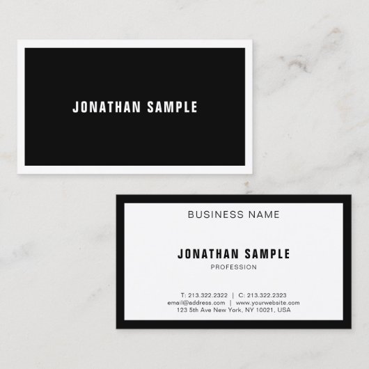 Modern strak design Elegant zwart wit luxe Visitekaartje (Voorkant / Achterkant)