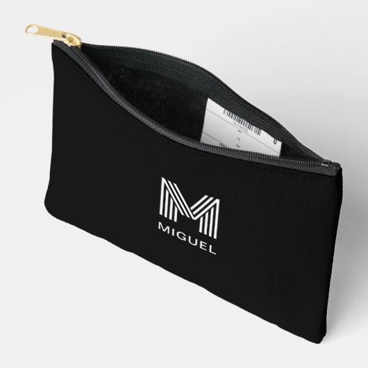 Modern strak monogram Eenvoudig zwart Etui (Open)
