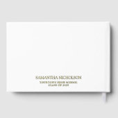 Modern strak wit 3-foto Afstuderen Gastenboek (Achterkant)