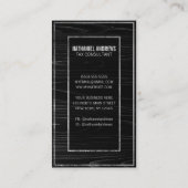 Modern Strak Zilveren Rand Donker Hout Visitekaart Visitekaartje (Achterkant)