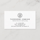 Modern Strak Zwart Elektrotechnicus QR Code Logo Visitekaartje (Achterkant)