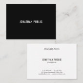 Modern strak zwart wit trendy chique Sjabloon Visitekaartje (Voorkant / Achterkant)