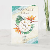 Modern strand bestemming bruiloft paspoort QR-code (Voorkant)