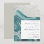 Modern strand blauw en grijs marmer Vrijgezellenfe Kaart (Voorkant / Achterkant)