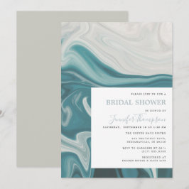 Modern strand blauw en grijs marmer Vrijgezellenfe Kaart