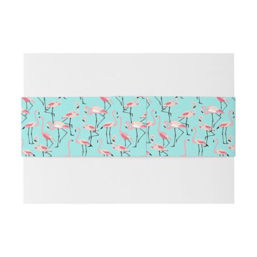 Modern strand bruiloft roze blauw flamingo uitnodigingen wikkel (Achterkant Voorbeeld)