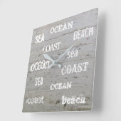 Modern strand driftwood oceaan handgeschreven scri vierkante klok (Hoek)