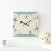 Modern strand House Decor Starfish Sand Dollar Vierkante Klok (Huis)