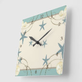 Modern strand House Decor Starfish Sand Dollar Vierkante Klok (Hoek)