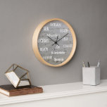 Modern strand hout oceaan script familienaam<br><div class="desc">Rustieke zomer oceaan strand klok met drijfhout achtergrond en zee,  oceaan,  strand handgeschreven script. U kunt uw eigen naam toevoegen om te personaliseren.</div>