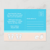 Modern strand & leuke Teenslippers Nieuw adres ver Aankondigingskaart (Achterkant)