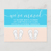 Modern strand & leuke Teenslippers Nieuw adres ver Aankondigingskaart (Voorkant)