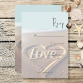 Modern strand met hartkloppingen RSVP kaartje