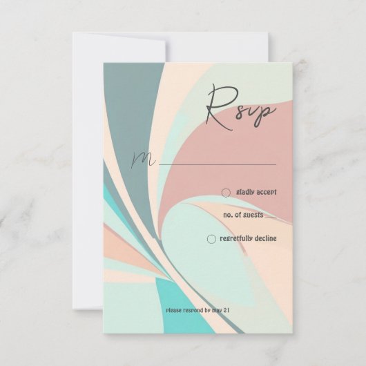 Modern strand met hartkloppingen RSVP kaartje (Voorkant)