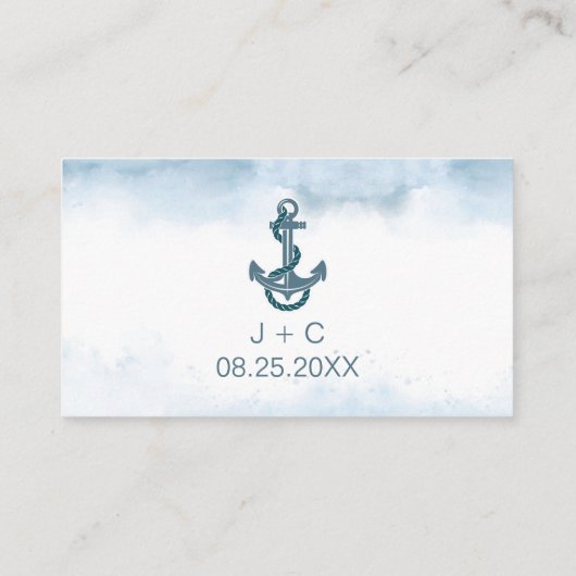 Modern strand nautische QR-code bruiloft register Informatiekaartje (Achterkant)