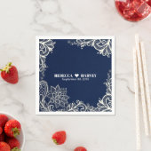 Modern strand nautische witte kant marine blauwe b servet (Insitu)