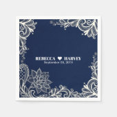 Modern strand nautische witte kant marine blauwe b servet (Voorkant)