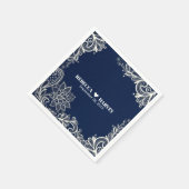 Modern strand nautische witte kant marine blauwe b servet (Hoek)