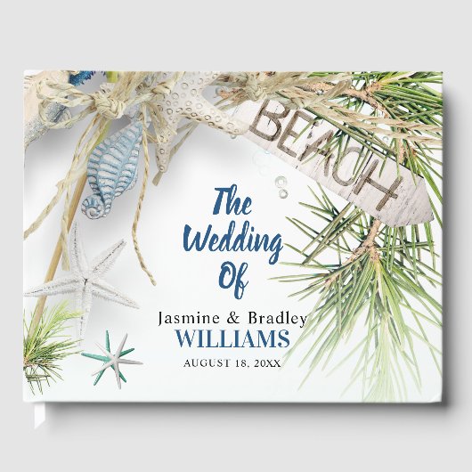 Modern strand thema bruiloft gastenboek (Voorkant)