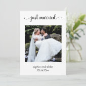 Modern strand wit/blauw foto bruiloft aankondiging (Staand voorkant)