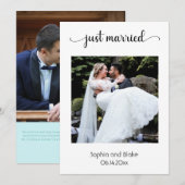 Modern strand wit/blauw foto bruiloft aankondiging (Voorkant / Achterkant)