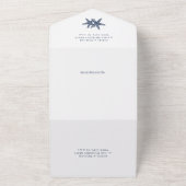 Modern strand zeesterren bruiloft marine blauw all in one uitnodiging (Buitenkant)