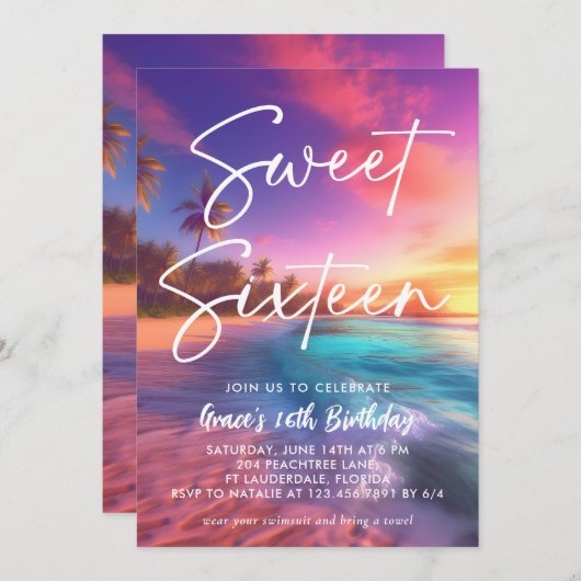 Modern strand zonsondergang zoet 16 kaart (Voorkant / Achterkant)