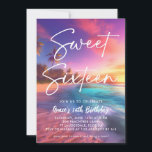 Modern strand zonsondergang zoet 16 kaart<br><div class="desc">Modern Sunset Sweet 16 Uitnodiging</div>