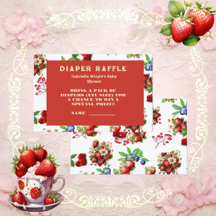 Modern Strawberry Berry Sweet Luier Raffle Ticket Informatiekaartje