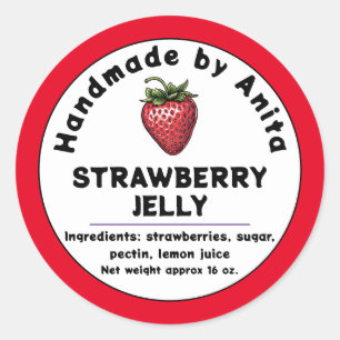 Modern Strawberry Jam of Jelly Canning Jar Label