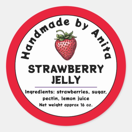 Modern Strawberry Jam of Jelly Canning Jar Label (Voorkant)