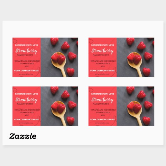 Modern Strawberry Jam Rechthoekige Sticker (Vel)