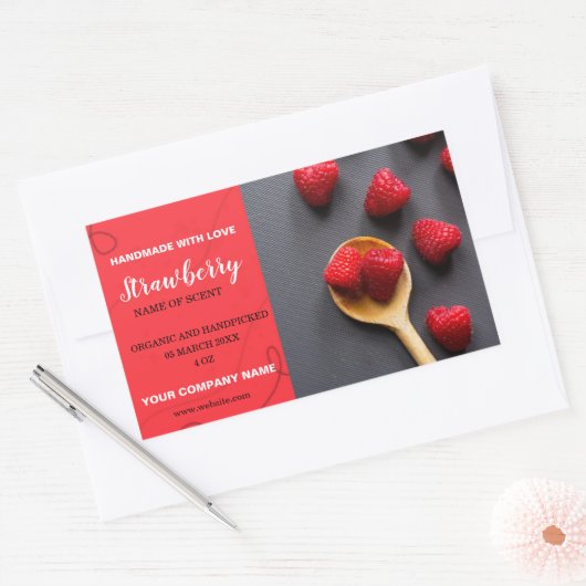 Modern Strawberry Jam Rechthoekige Sticker (Envelop)