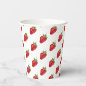 Modern Strawberry Pattern Baby shower Papieren Bekers (Achterkant)