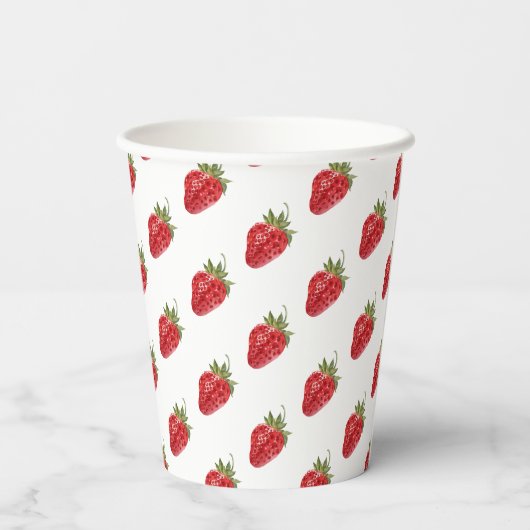 Modern Strawberry Pattern Baby shower Papieren Bekers (Achterkant)