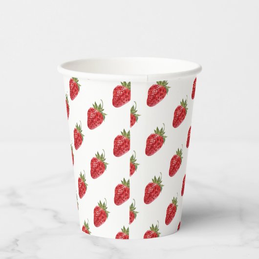 Modern Strawberry Pattern Baby shower Papieren Bekers (Rechts)