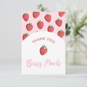 Modern Strawberry Roze Baby shower Bedankt Kaarten (Staand voorkant)