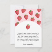Modern Strawberry Roze Baby shower Bedankt Kaarten (Achterkant)