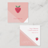 Modern strawberry Square Design Vierkante Visitekaartje (Voorkant / Achterkant)
