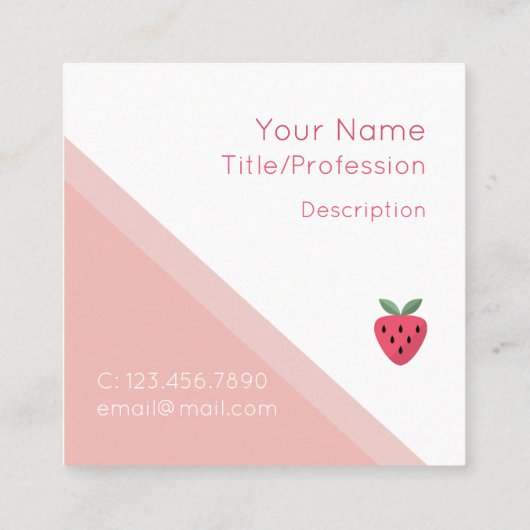 Modern strawberry Square Design Vierkante Visitekaartje (Achterkant)